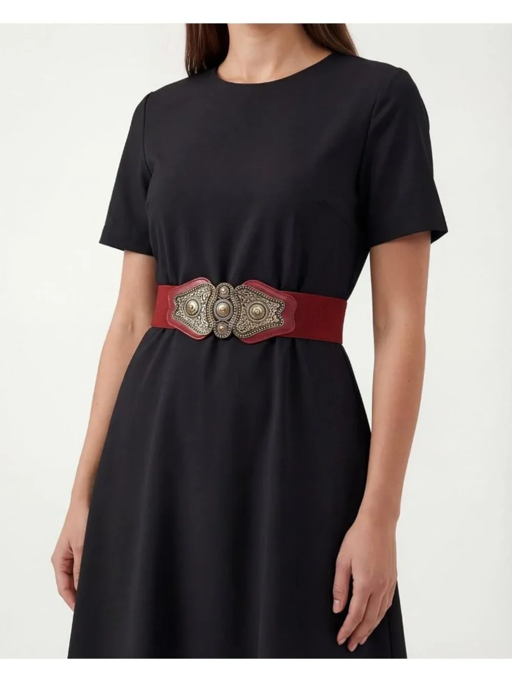 Vintage-Inspired Black Antique Buckle Belt | 2.5